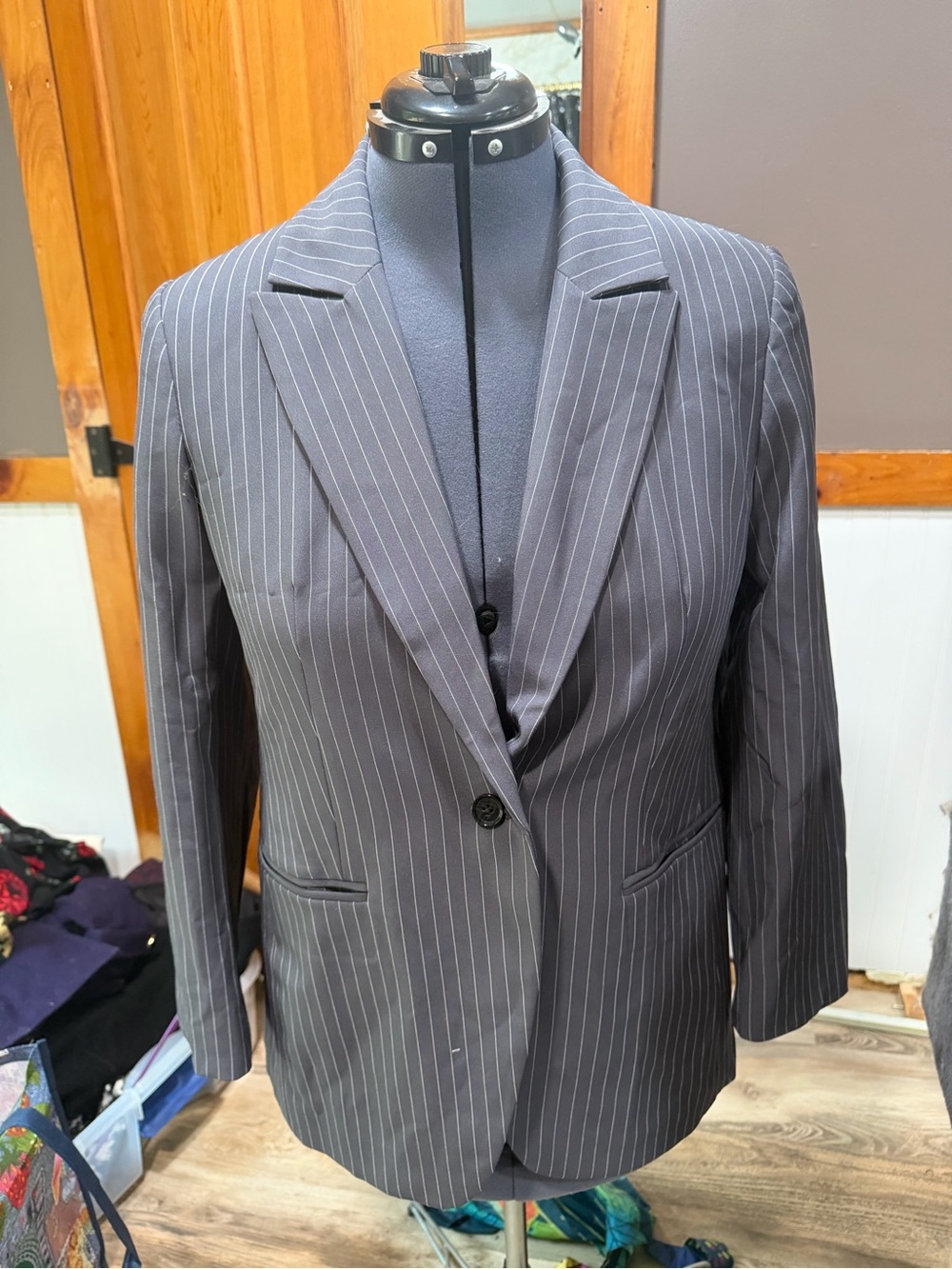 Banana Republic Women's Navy Pinstripe Blazer